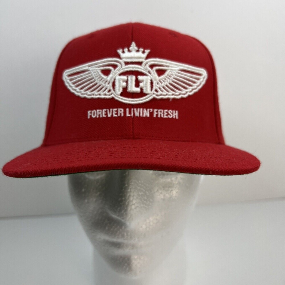FLF Forever Livin' Fresh Red White Logo The Classics Yupoong Hat Cap One Size